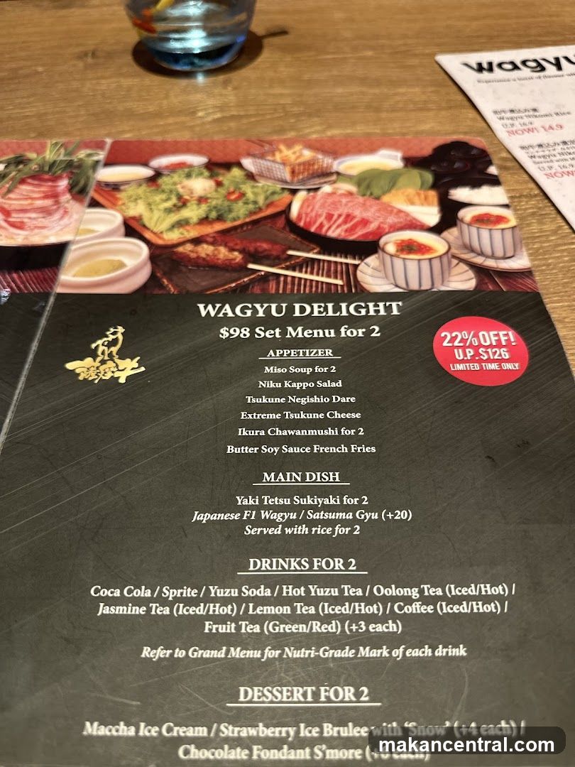 WAGYU DELIGHT $98 Set Menu for 2