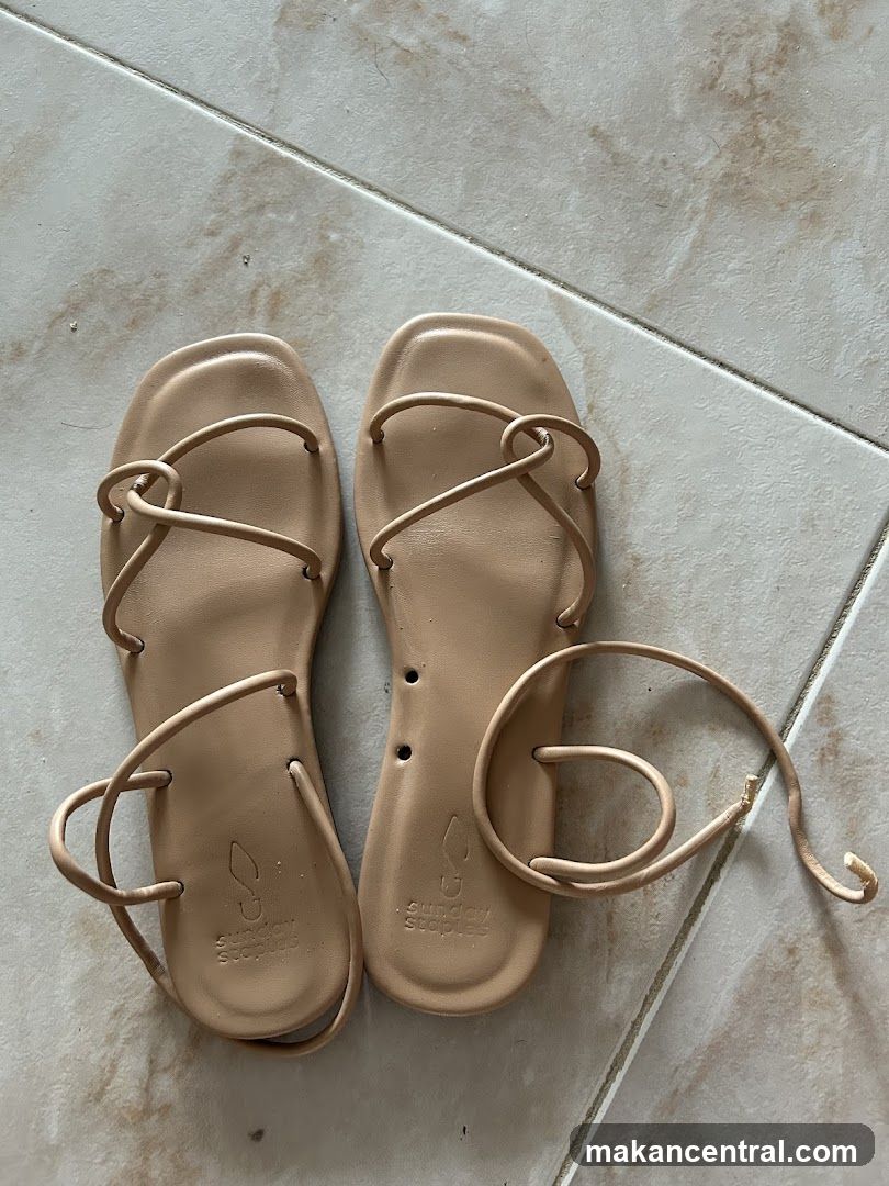 Sandals on tiled floor