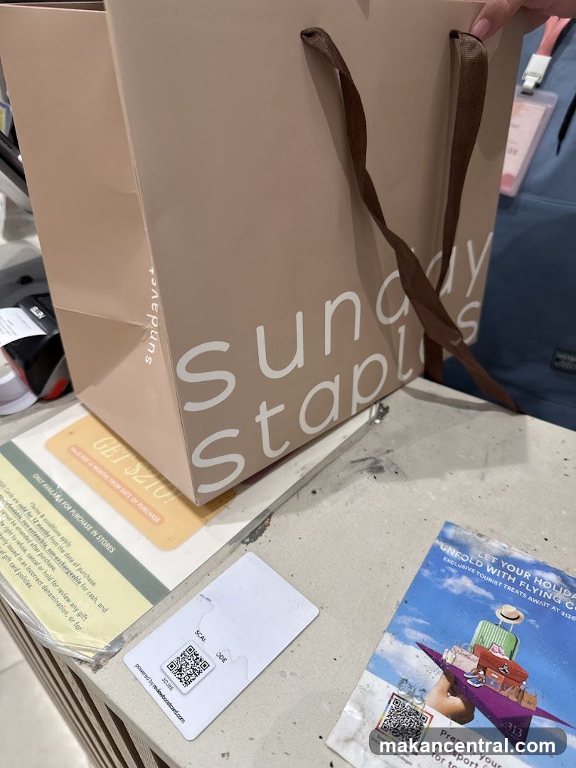 Sunday Staples shopping bag at checkout