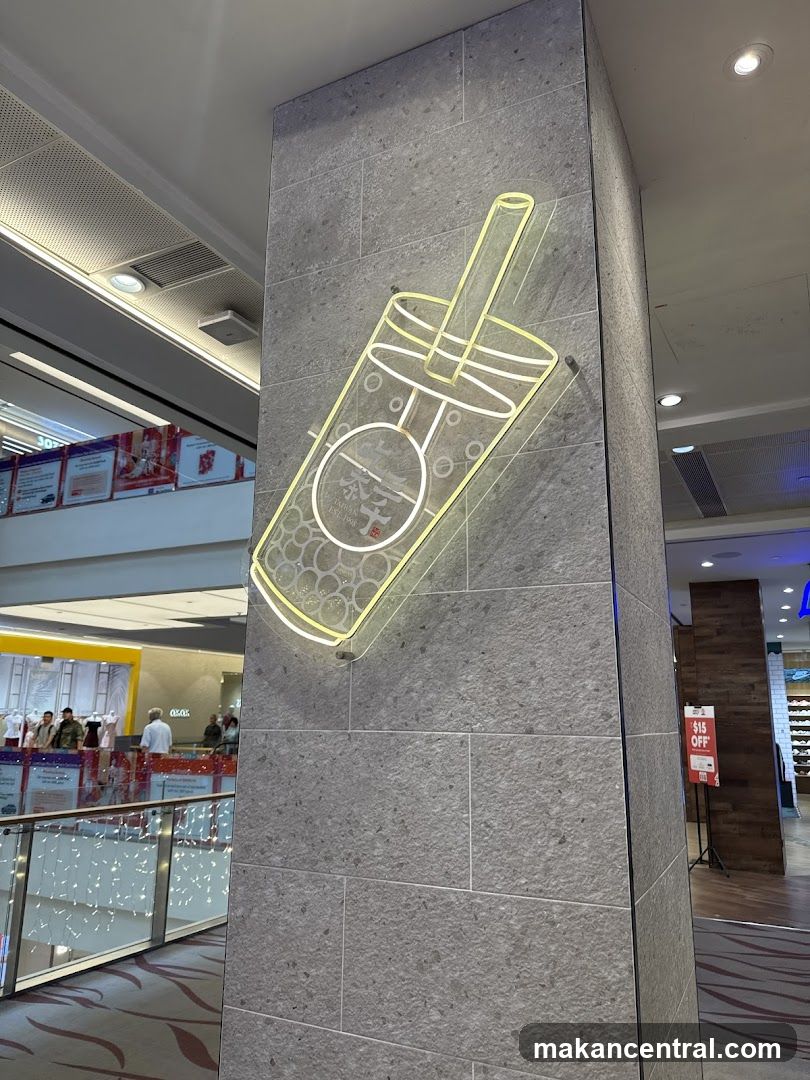 Neon Sign on Column in Mall