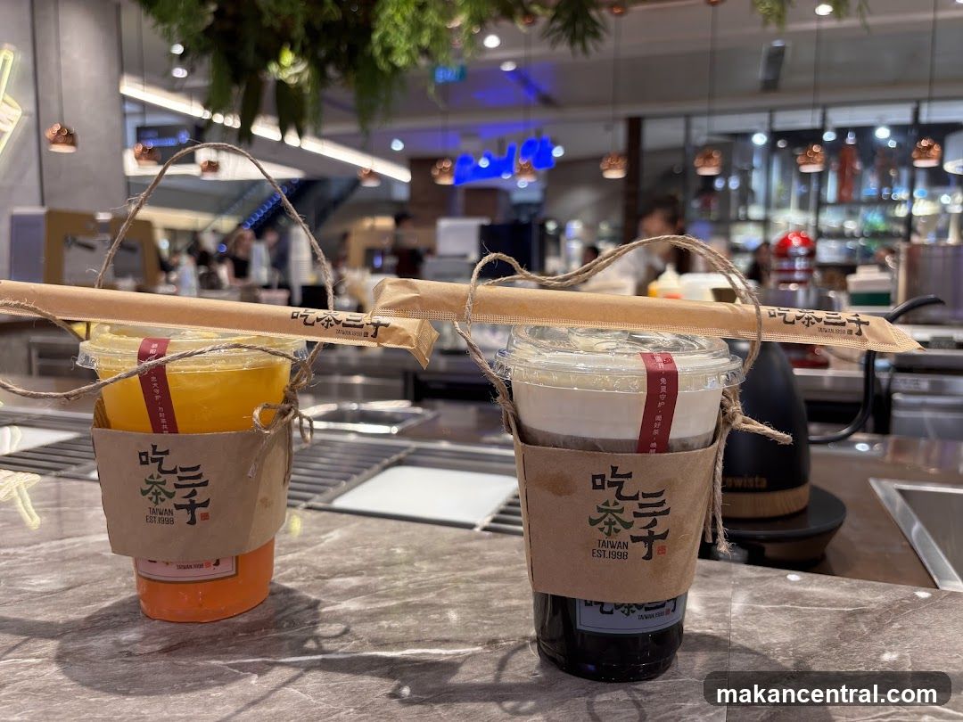 Two beverages at a café counter
