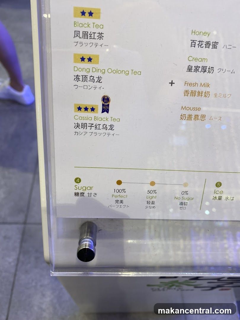Tea Selection Menu