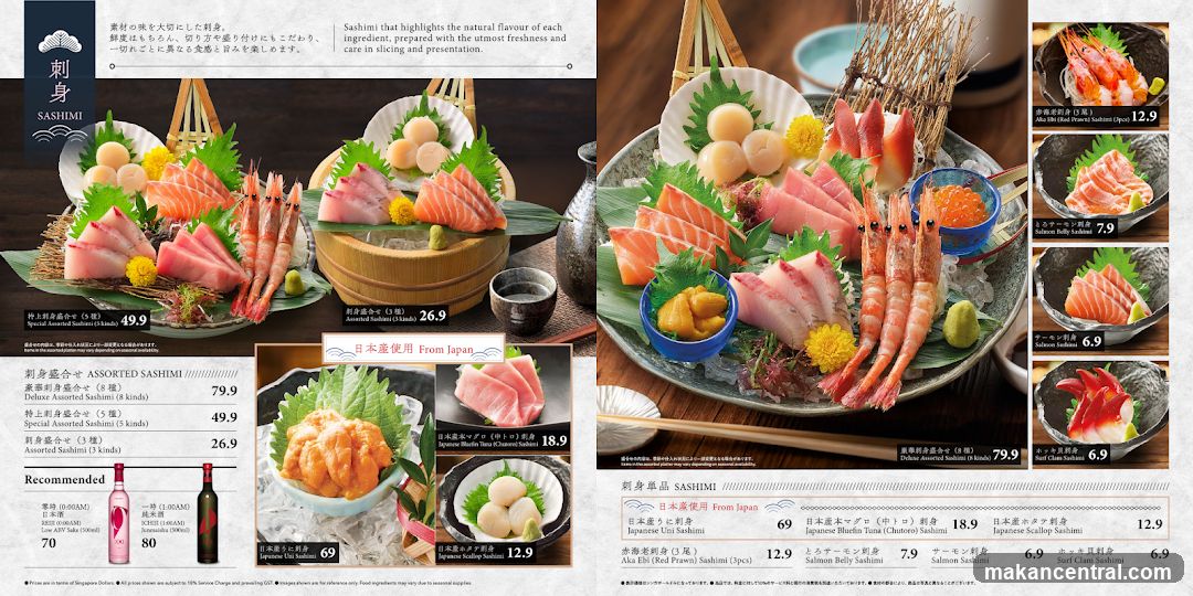 Sashimi Menu