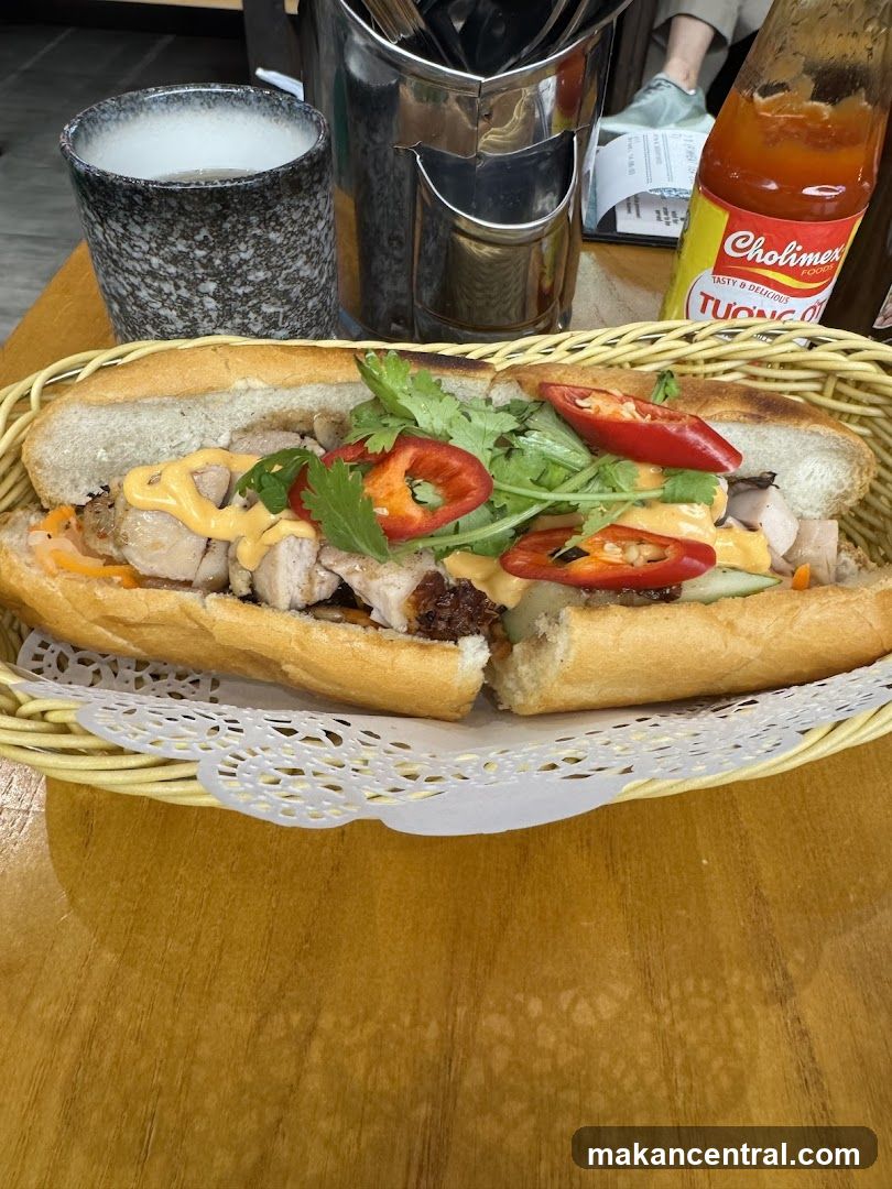 Vietnamese Sandwich on Wooden Table