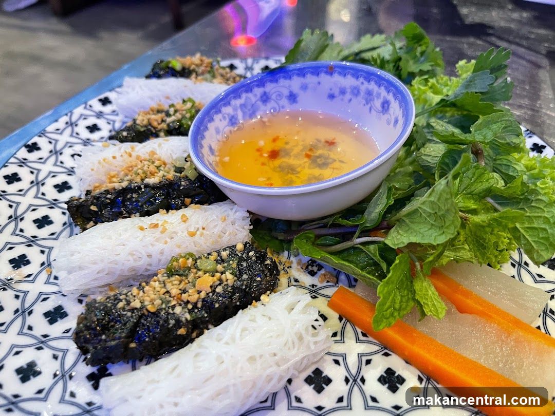 Vietnamese dish served on patterned plate