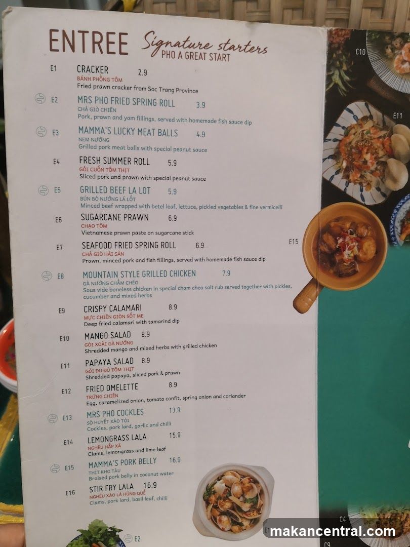 Entrée Signature Starters Menu