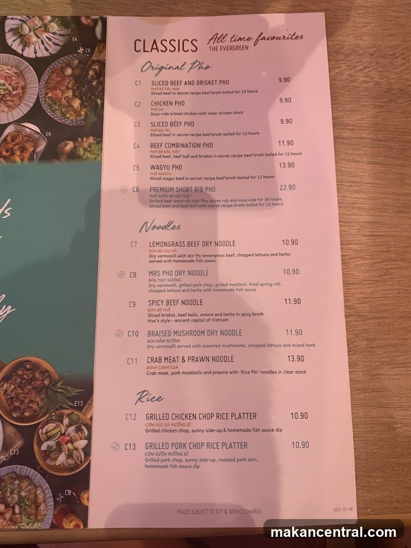 The Evergreen Classics Menu