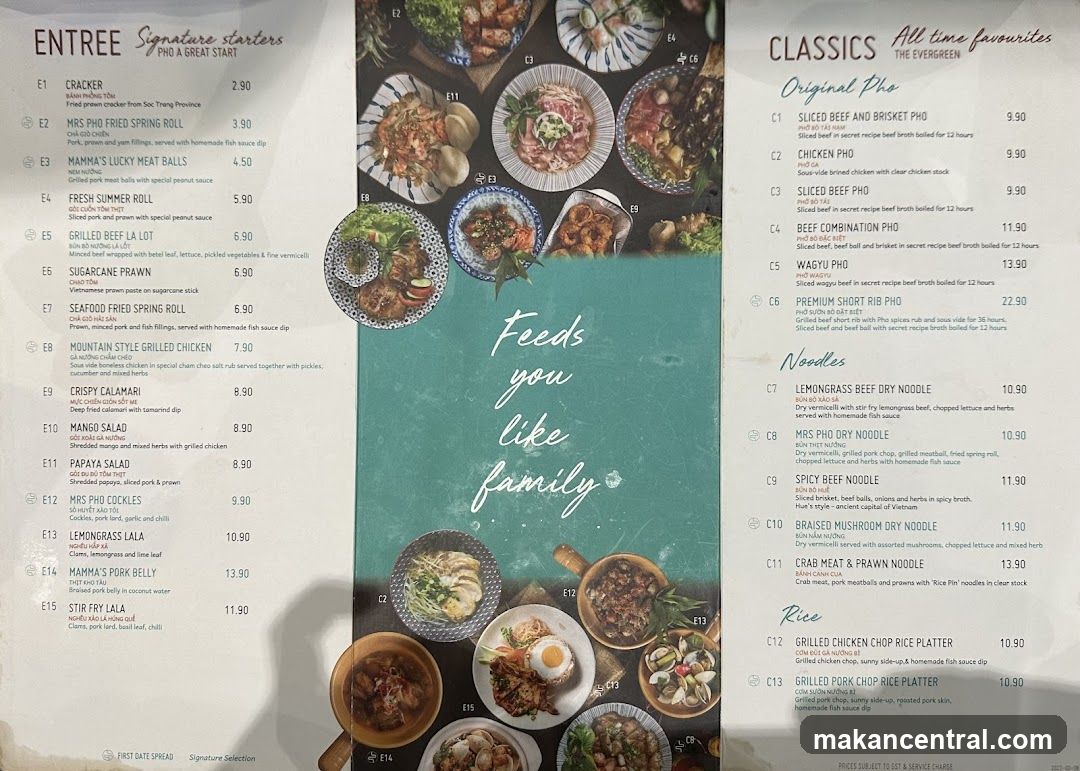 Pho Menu