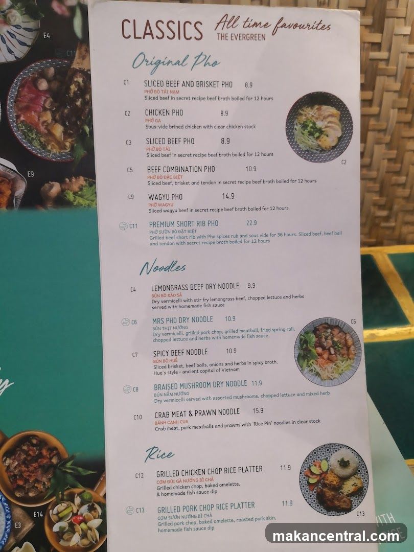 Classics Menu from The Evergreen