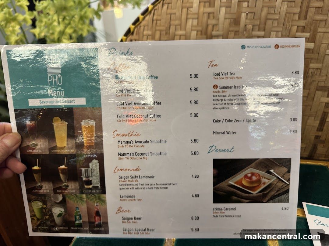 Mrs Pho Menu
