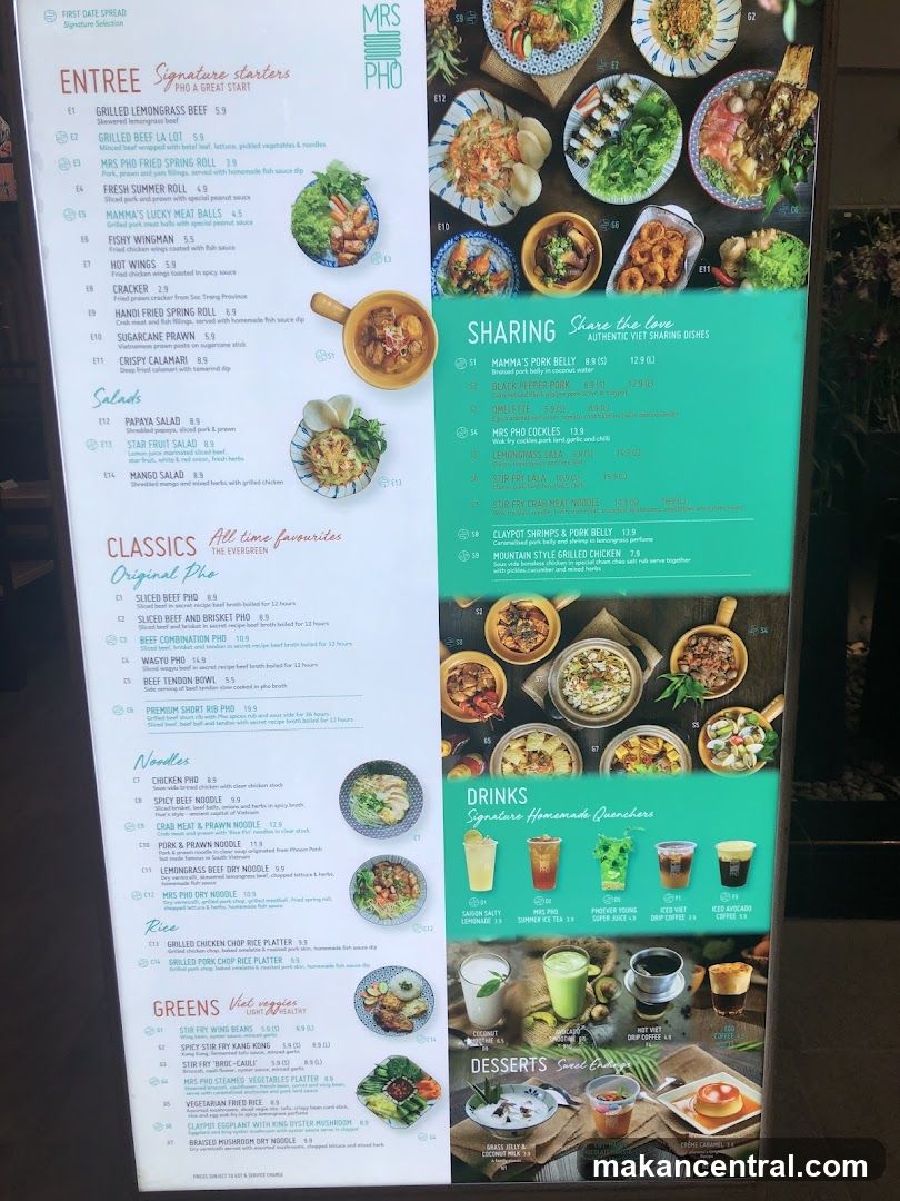 Mrs Pho Menu Board