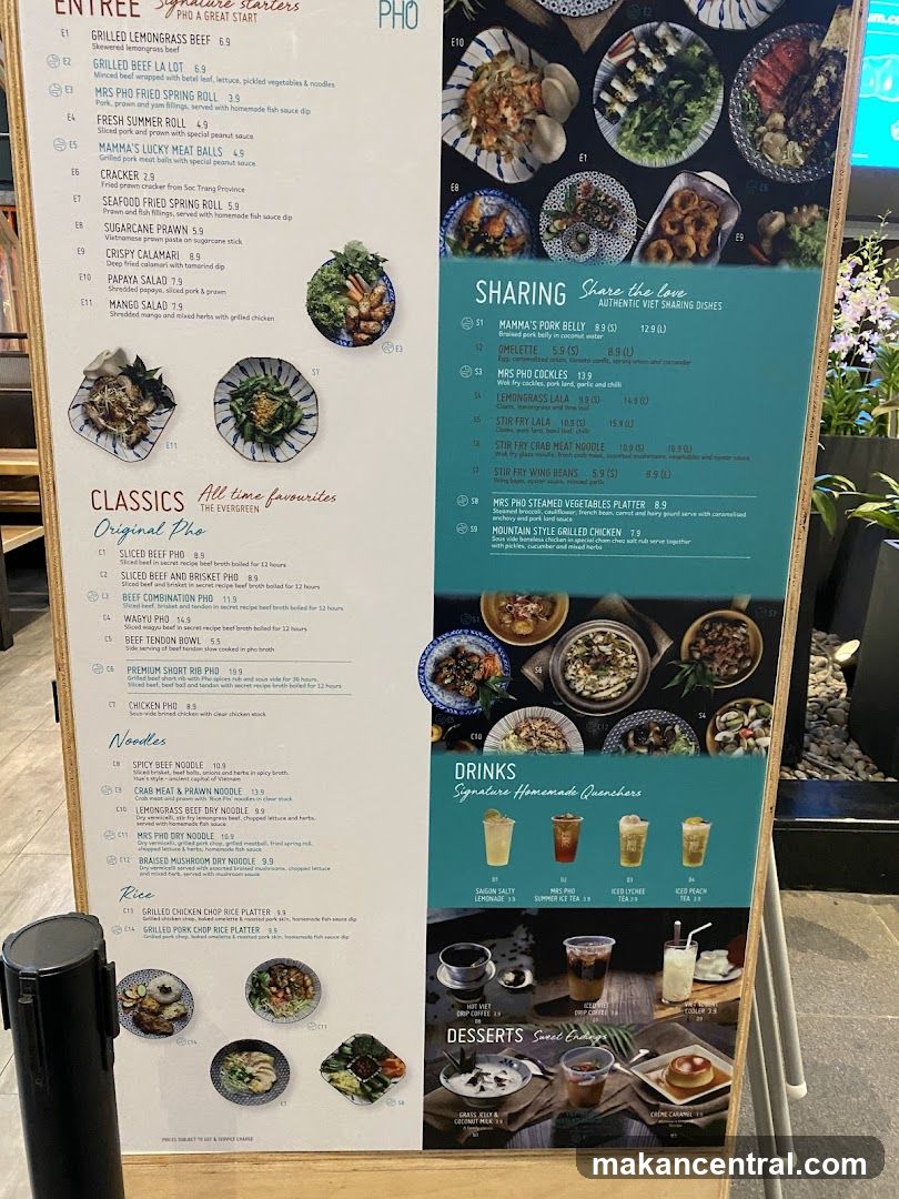 Mrs Pho Menu Board