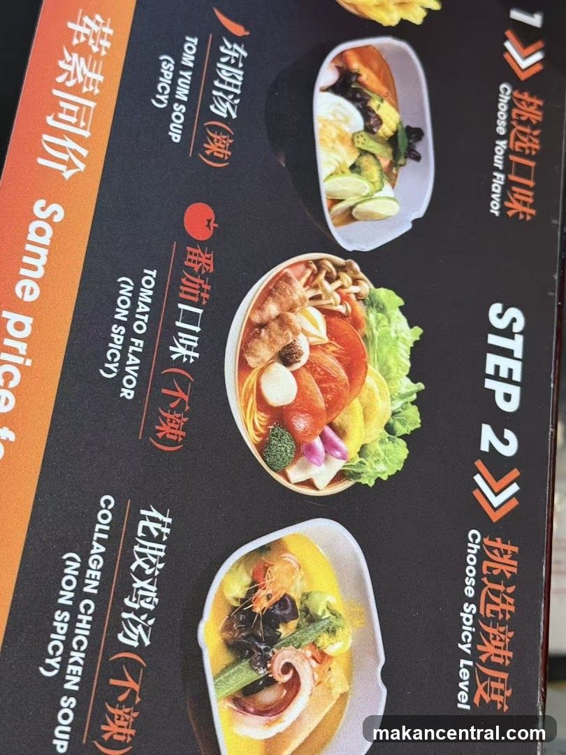 Tom Yum Soup Flavor Selection Menu