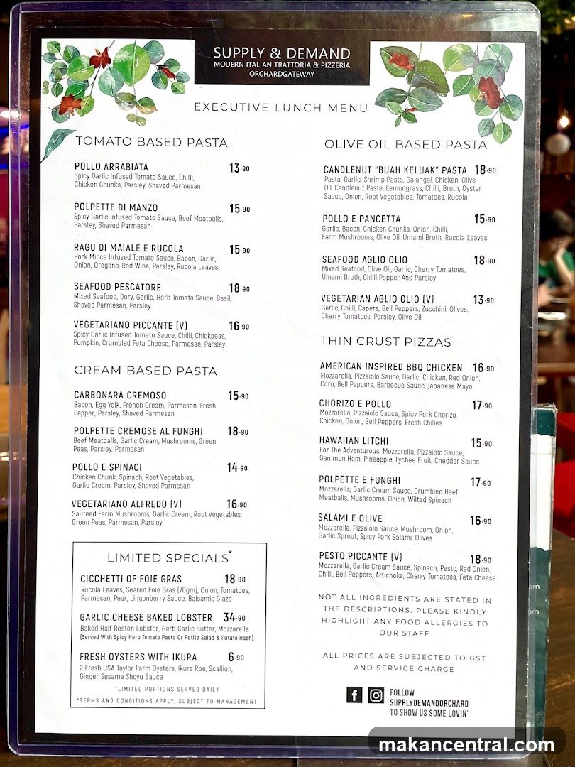 Executive Lunch Menu