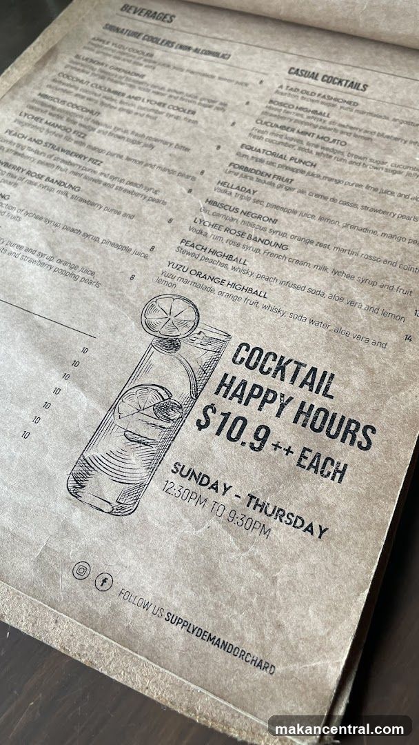 Cocktail Happy Hours Menu