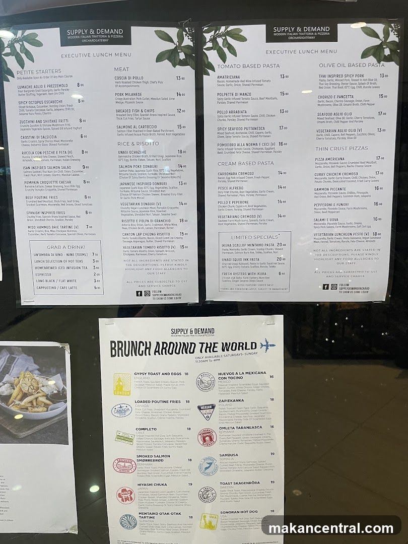 Supply & Demand Executive Lunch Menu