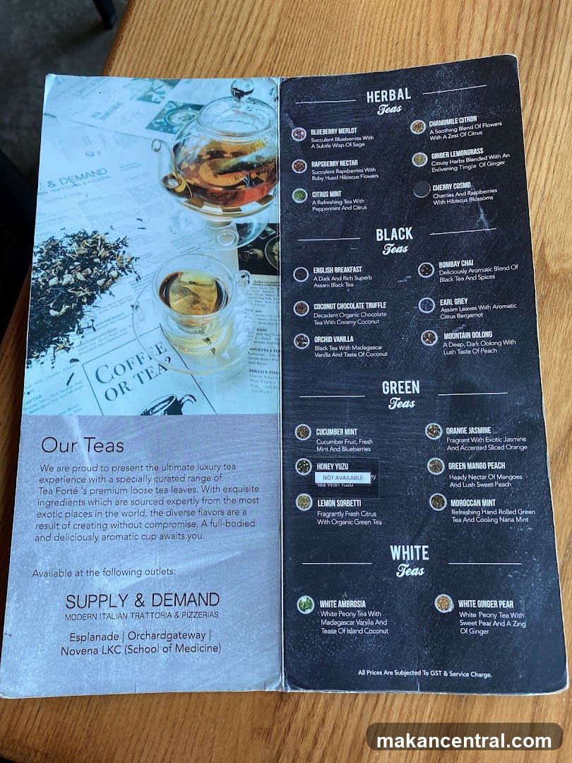 Tea Menu from Supply & Demand