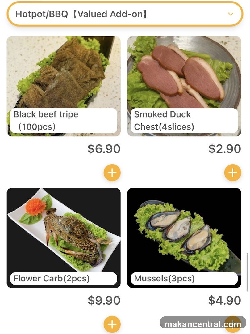 Hotpot/BBQ Valued Add-on Menu
