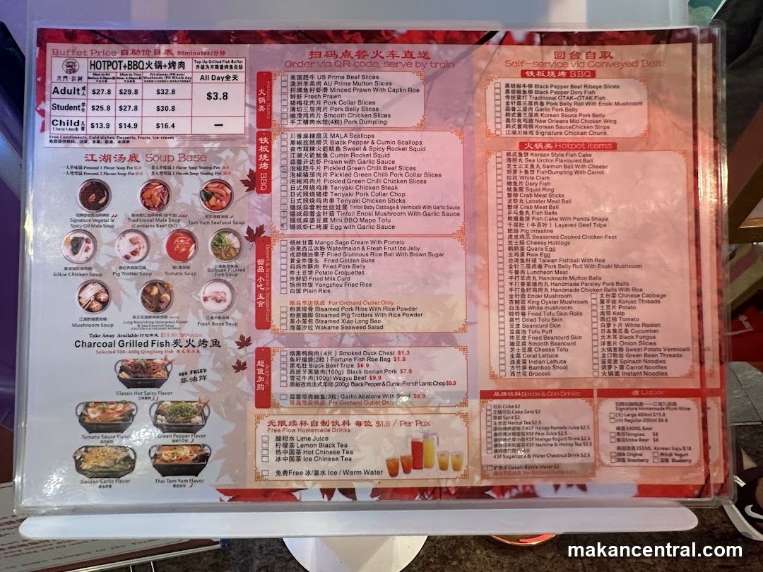Hot Pot & BBQ Buffet Menu