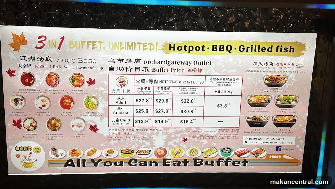 Buffet Price List at Orchard Gateway Outlet