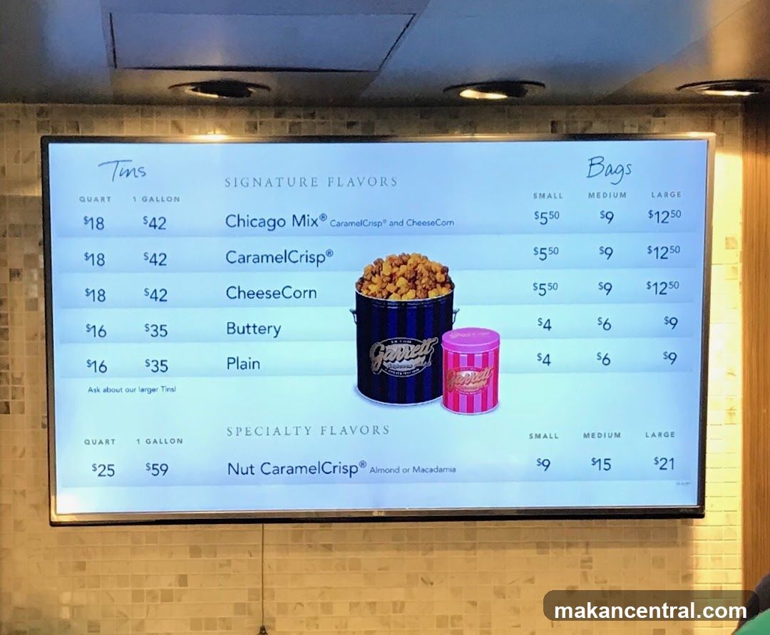 Garrett's Popcorn Menu Display
