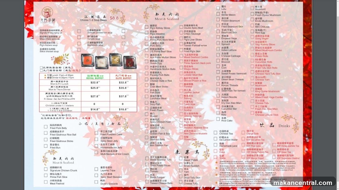 Agri Zhen Menu