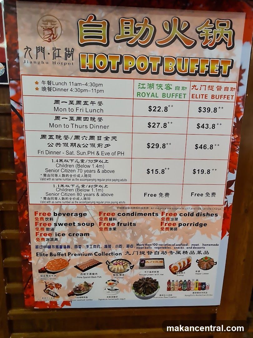 Jianghu Hotpot Hot Pot Buffet Menu