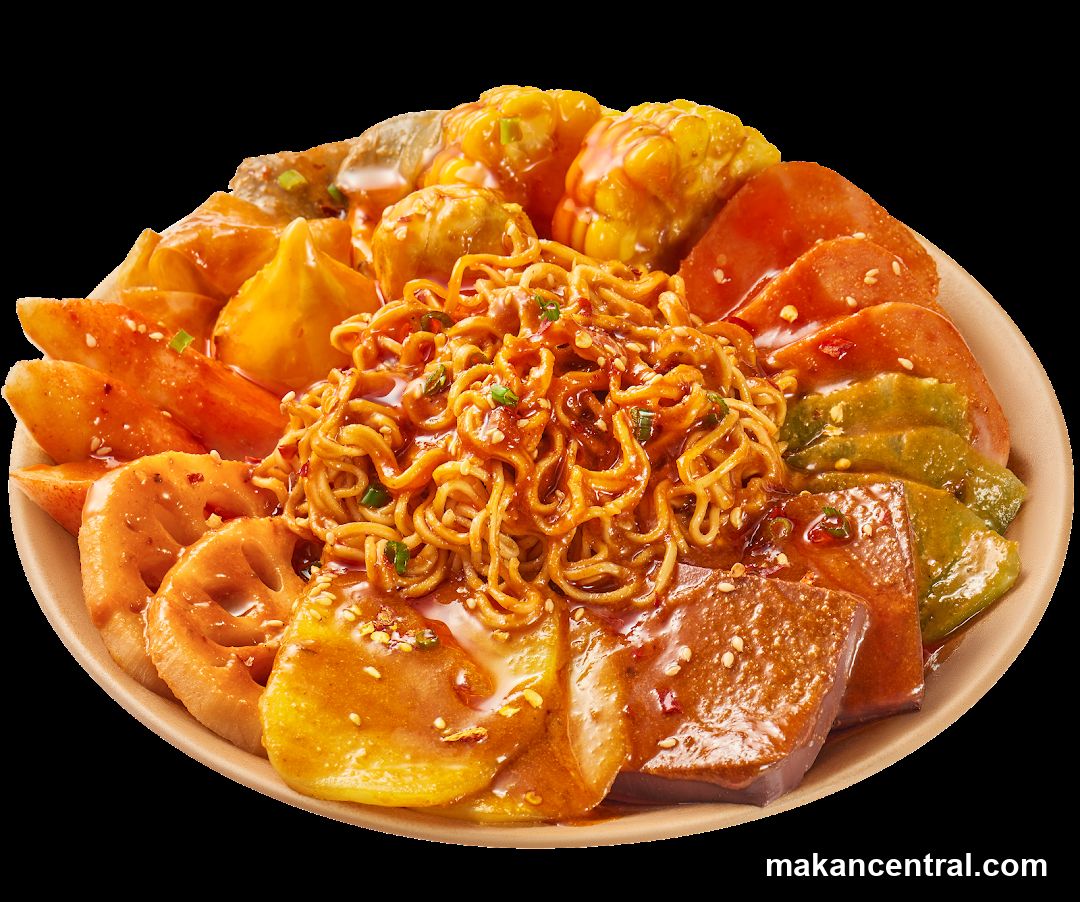 Spicy Noodle Bowl with Various Ingredients