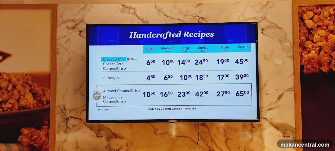 Handcrafted Recipes Popcorn Menu