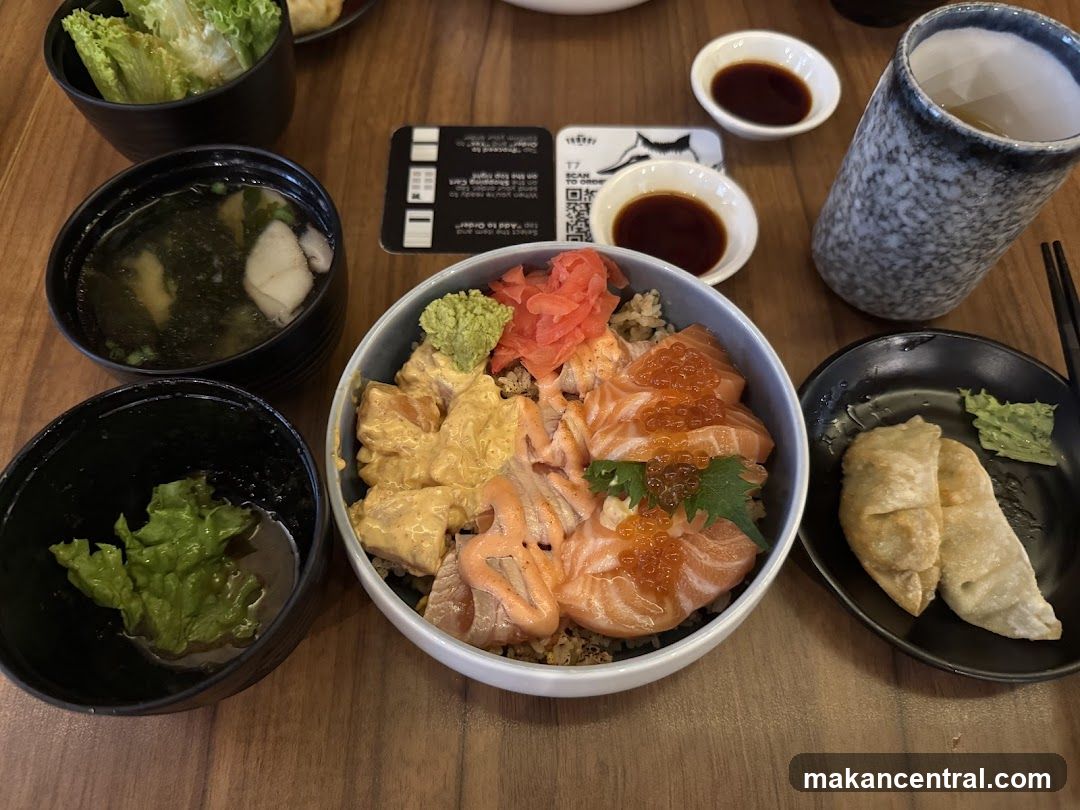 Japanese meal set on wooden table