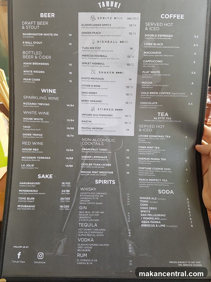 Tanuki Raw Menu
