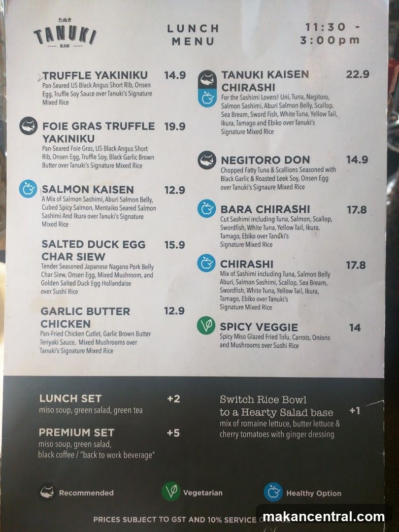 Tanuki Raw Lunch Menu