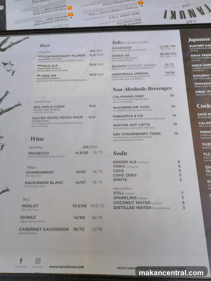 Tanuki Raw Menu