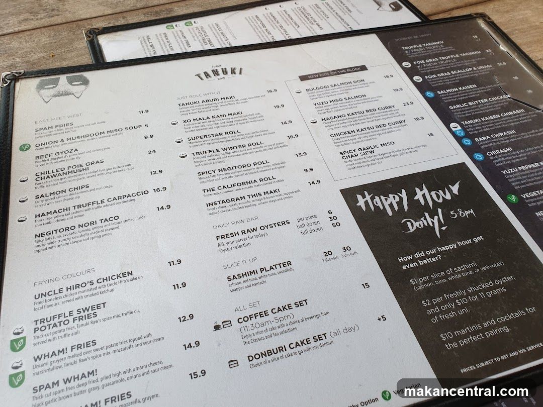 Tanuki Raw Menu
