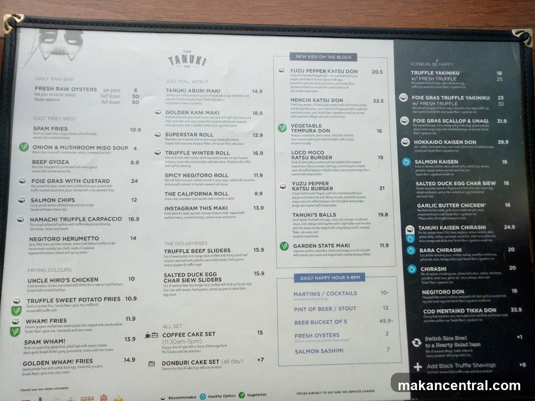 Tanuki Raw Menu