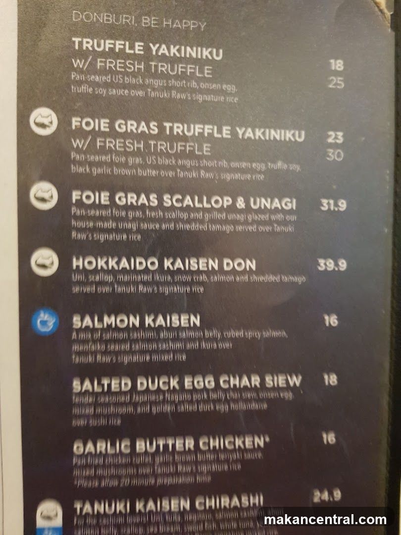 Tanuki Raw Menu