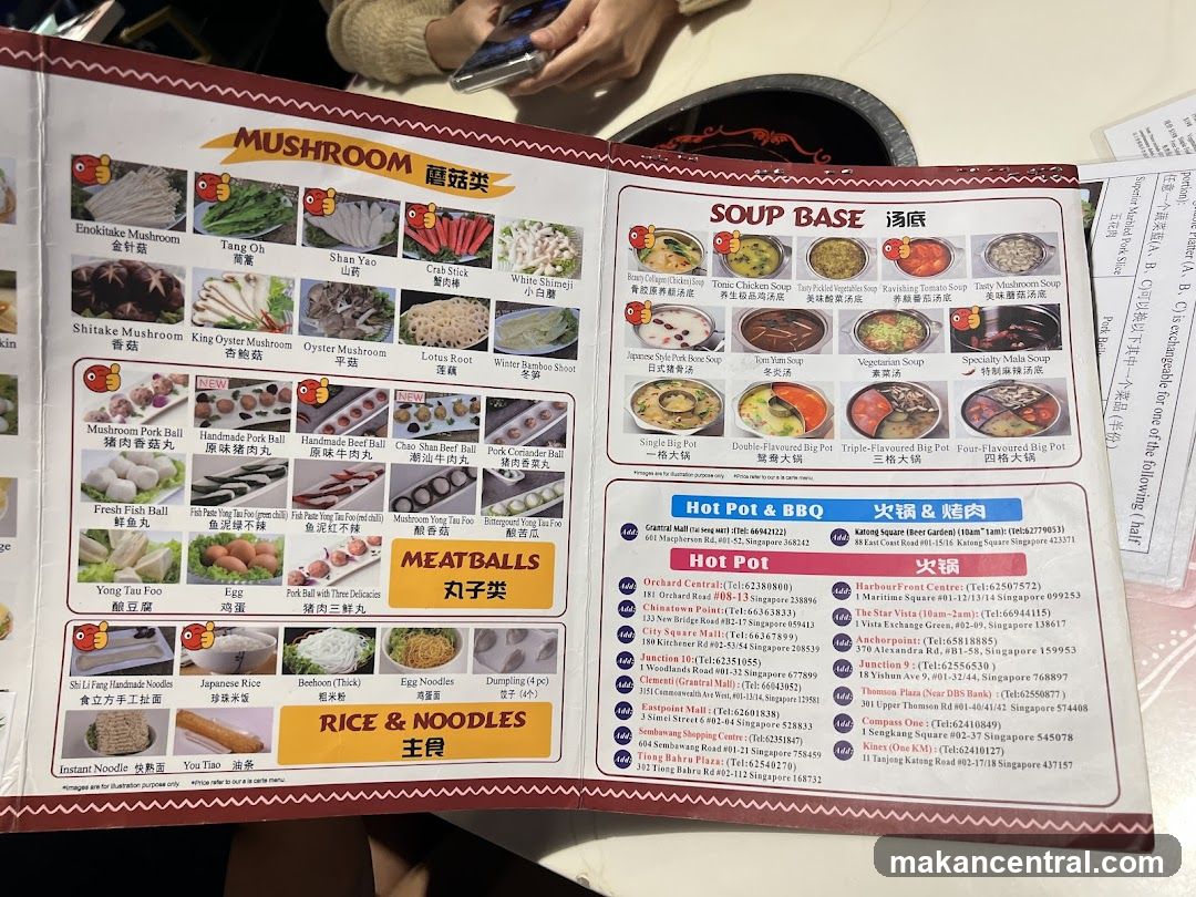 Mushroom Soup Base and Hot Pot & BBQ Menu
