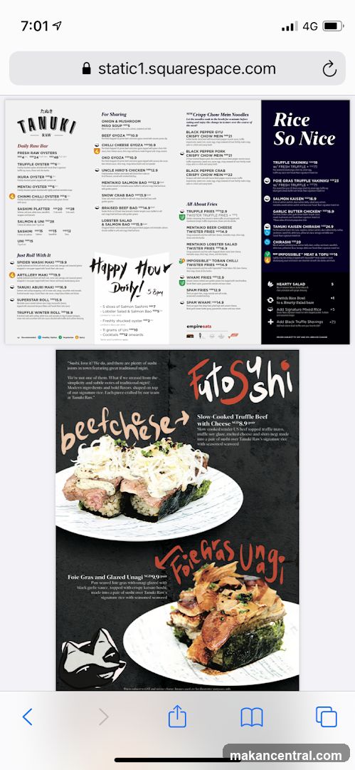 Tanuki Menu