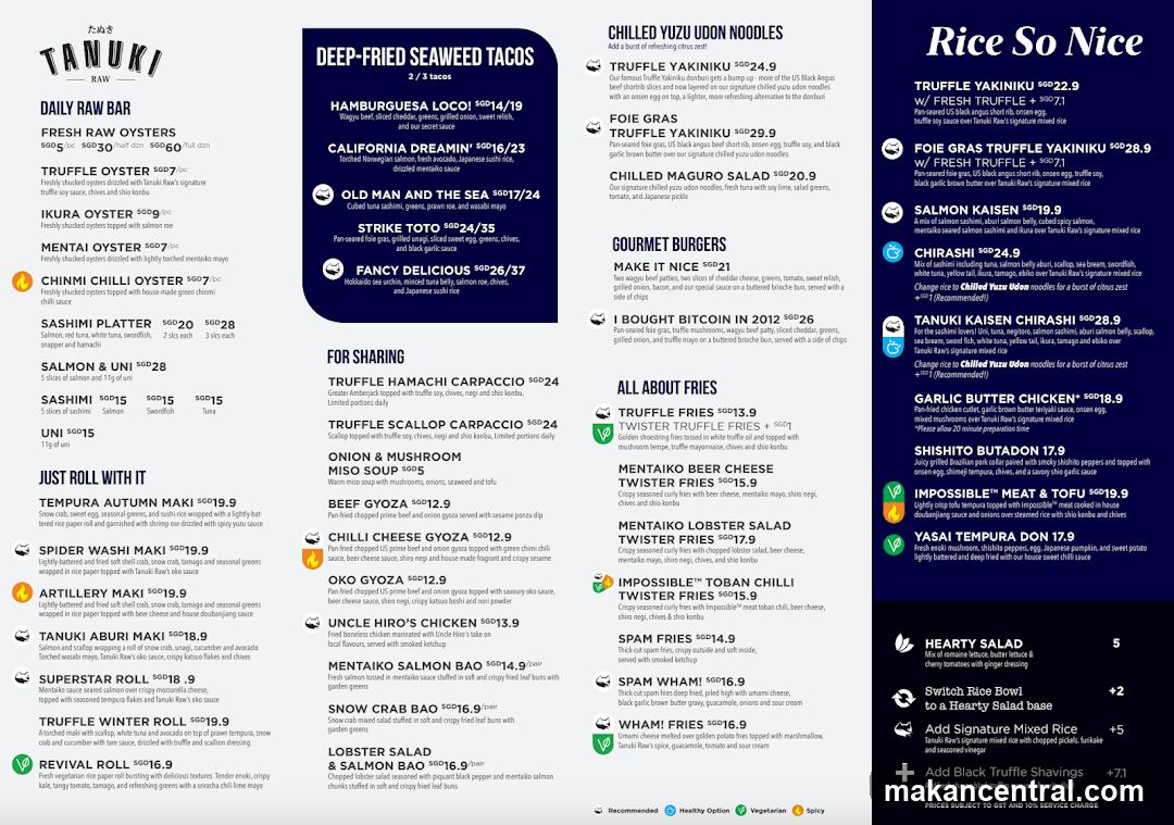 Tanuki Raw Menu