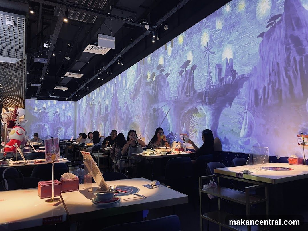 Restaurant Interior with Projected Art