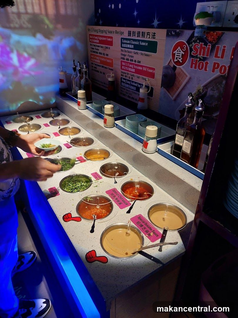 Shi Li Hot Pot dipping sauce station