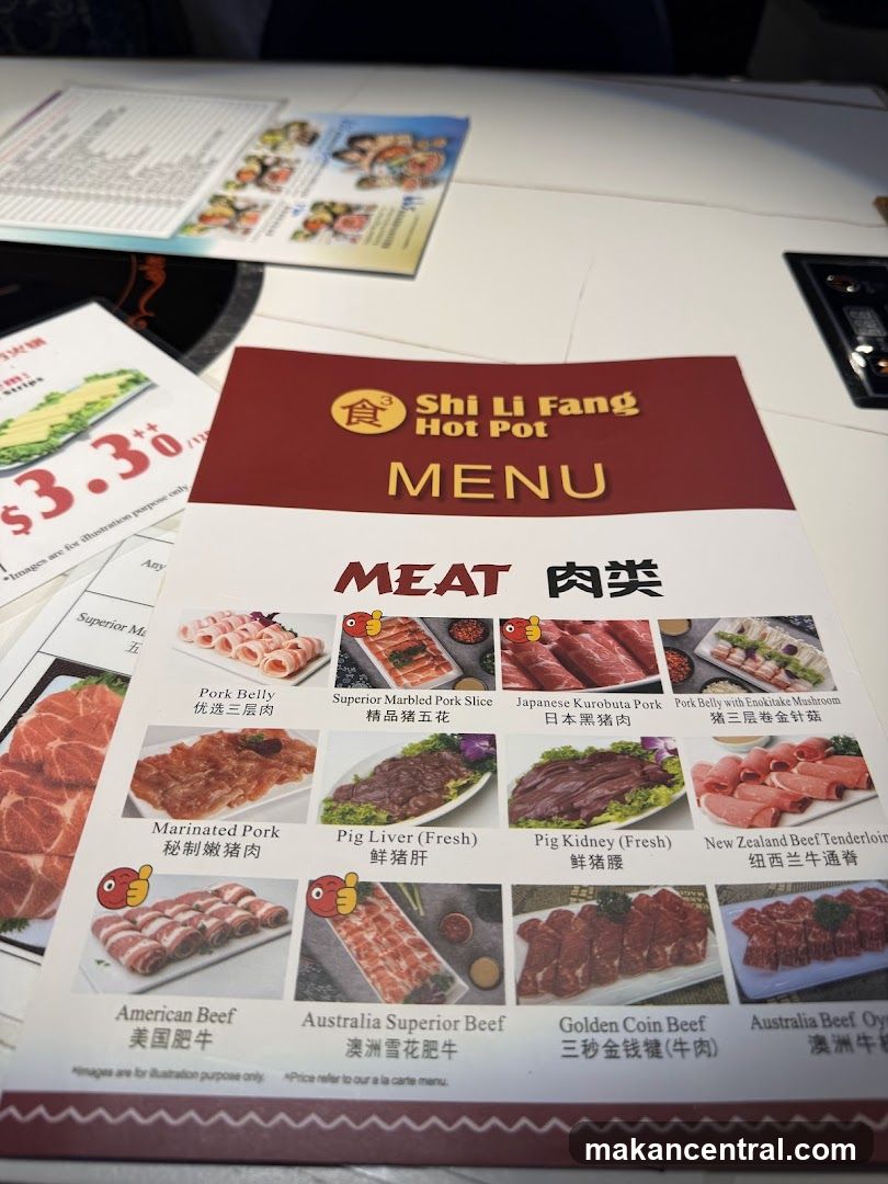 Shi Li Fang Hot Pot Menu