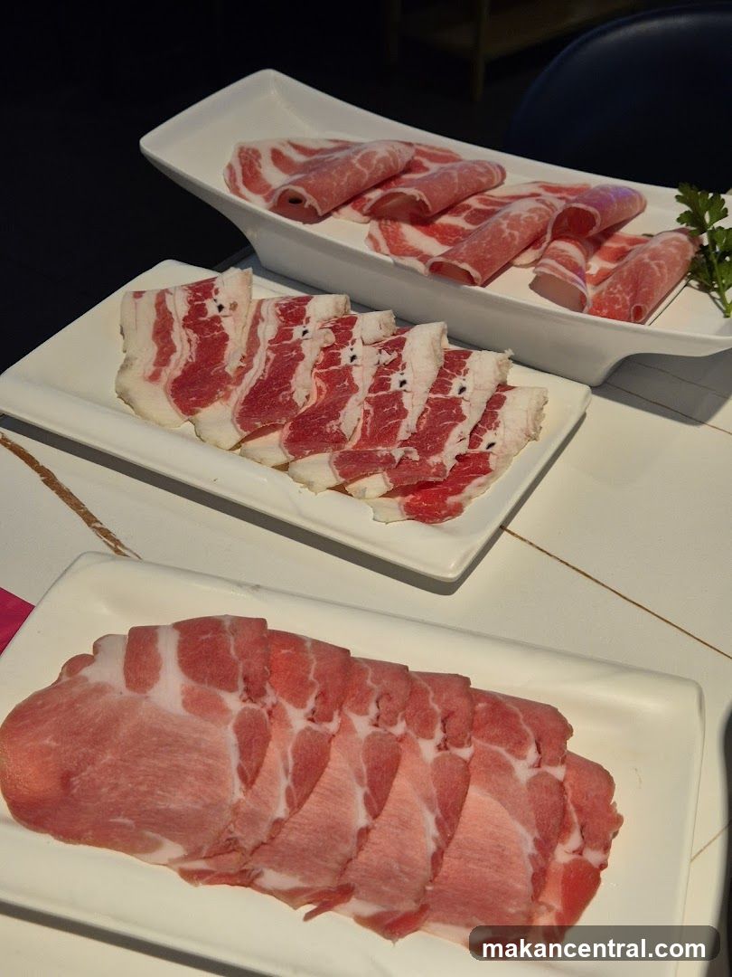 Raw Meat Slices on Plates