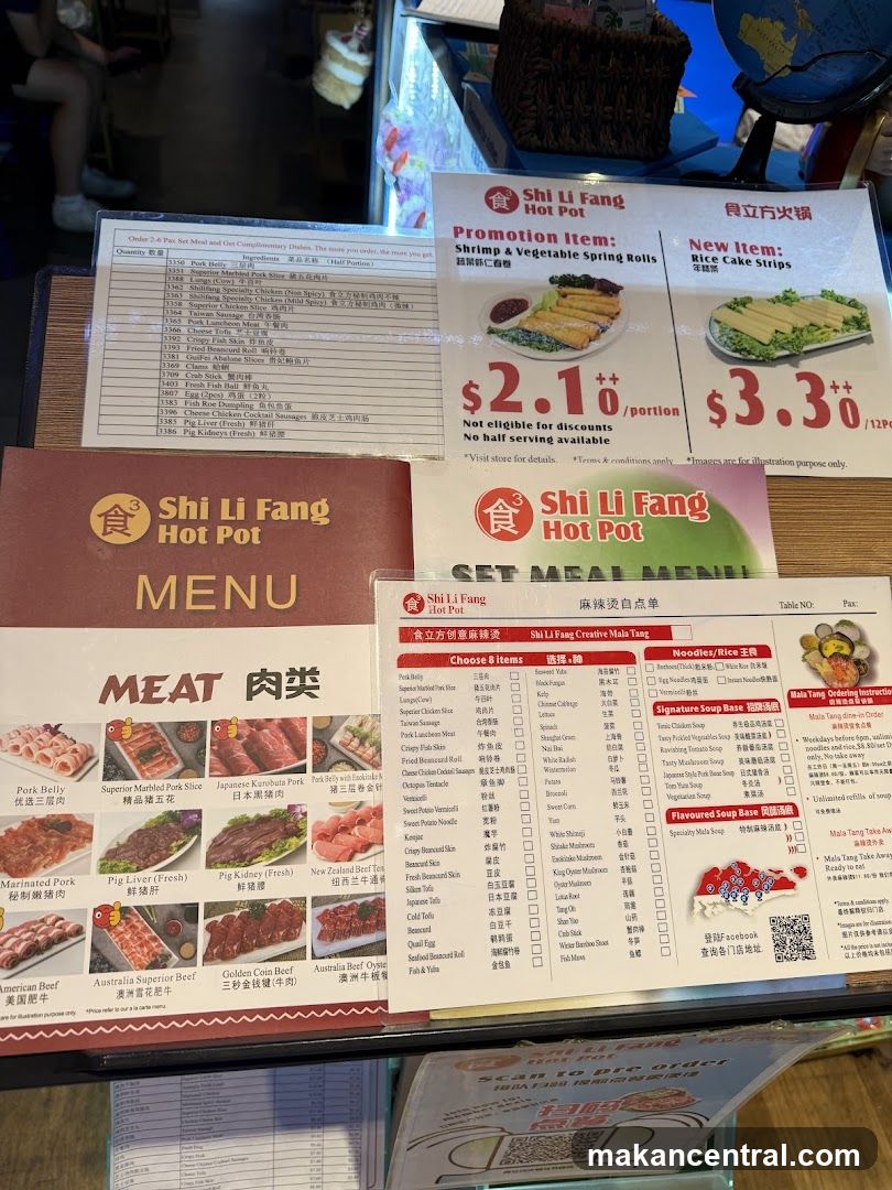 Shi Li Fang Hot Pot Menu Display