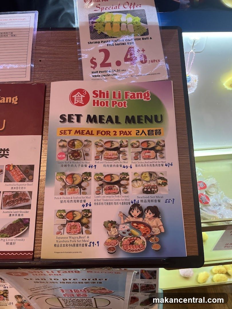 Shi Li Fang Hot Pot Set Meal Menu