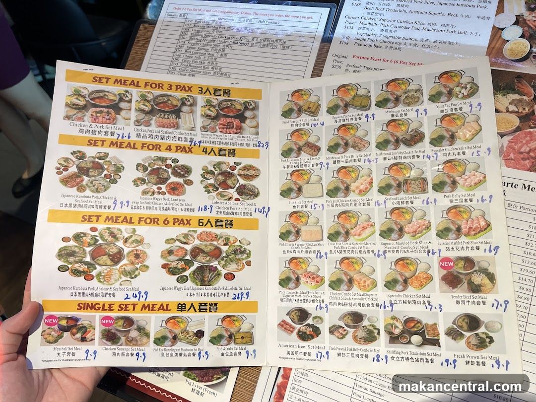 Restaurant Menu with Set Meals