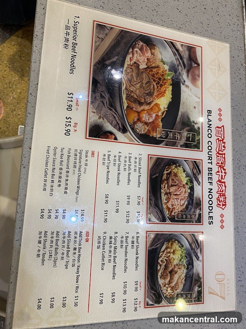 Blanco Court Beef Noodles Menu