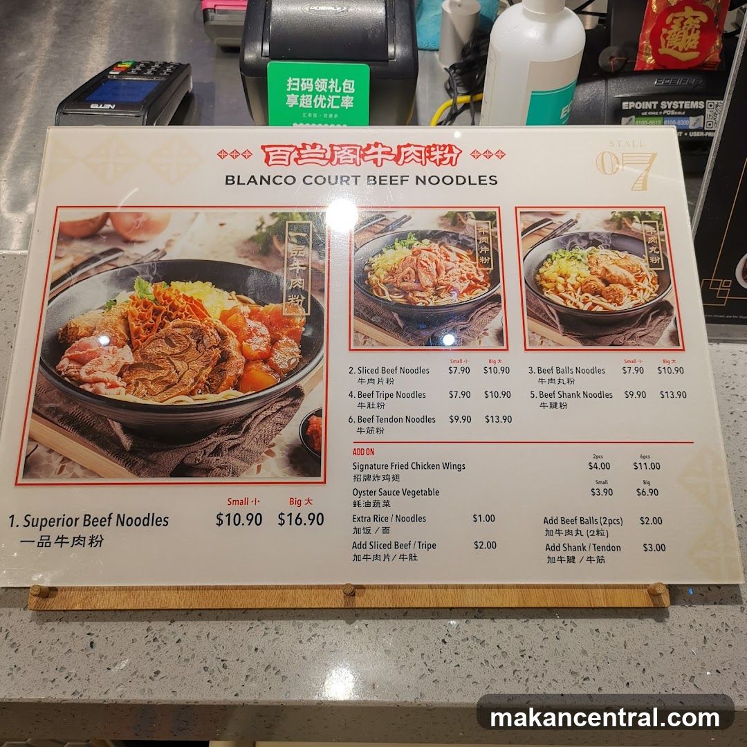 Blanco Court Beef Noodles Menu