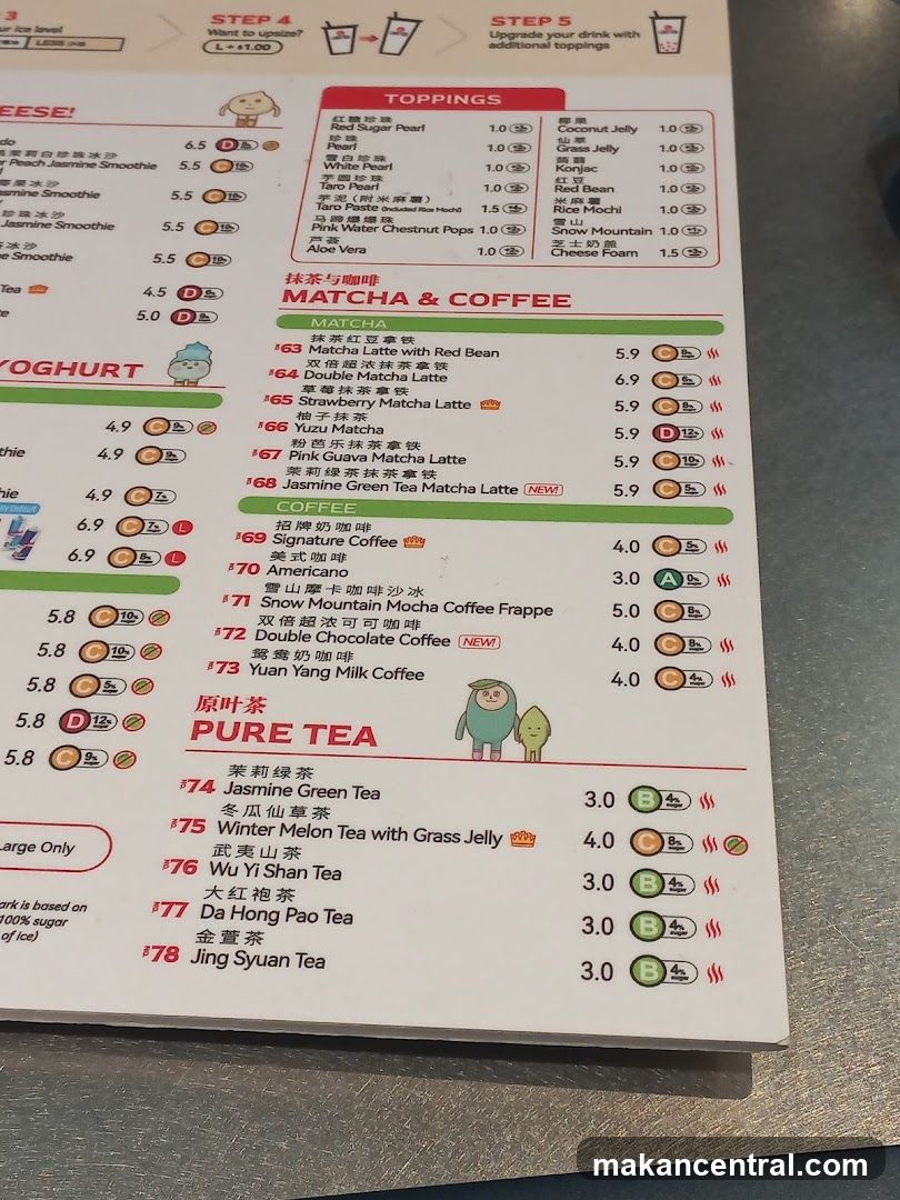 Tea and Coffee Menu