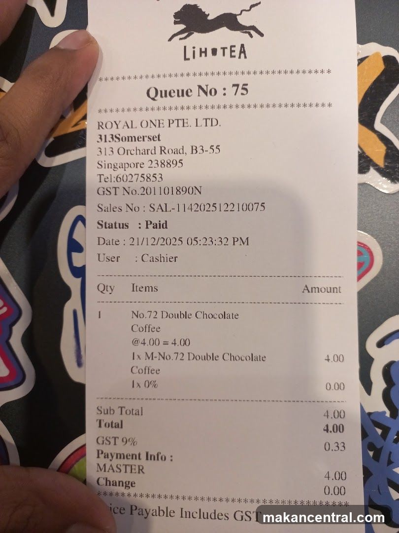 Receipt from LiHoteA